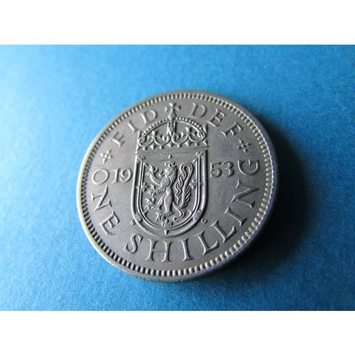 1953 QUEEN ELIZABETH II SCOTTISH SHIELD ONE SHILLING - COIN - 3 FREE POST. P