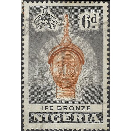 NIGERIA, Bronze statue Ife king, grey 1953, 6d