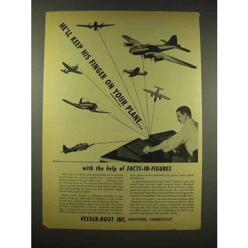 1944 Veeder-Root Counters Ad - Keep Finger On Plane