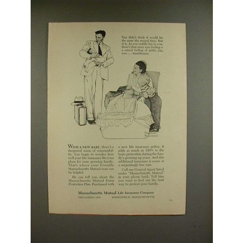 1956 Massachusetts Mutual Ad - Norman Rockwell - New Baby
