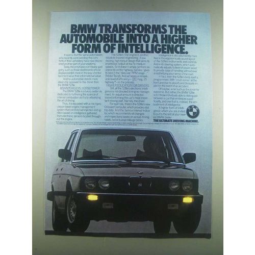 1985 BMW 528e Sedan Ad - Higher Form of Intelligence