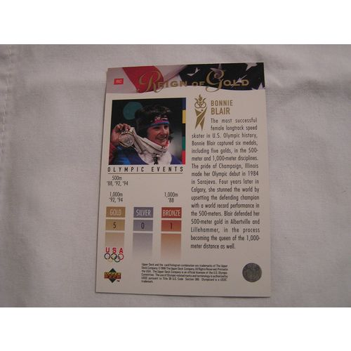 Bonnie Blair 1996 Upper Deck USA Olympicard REIGN OF GOLD NO.RN2