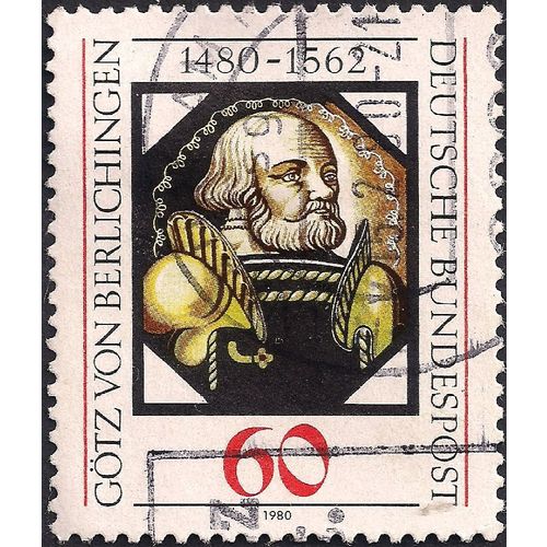 GERMANY, G÷tz von Berlichingen 1480-1562, red black gold 1980, 60 Pfennig