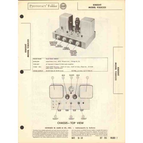 KNIGHT model 93SX321 4ch 24 watt audio amplifier Sams Photofact manual