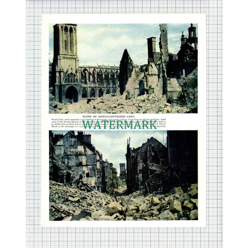 (8388) CAEN Normandy Church St Pierre World War Two - c.1947 Cutting/ Print