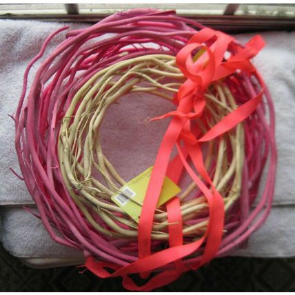 3 Dyed Pink White Bundled Rounded Sticks Wreath Sweet Garden Spring Shop Craft