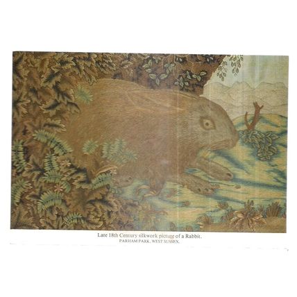 SILKWORK RABBIT, PARHAM PARK, SUSSEX unused vintage postcard =