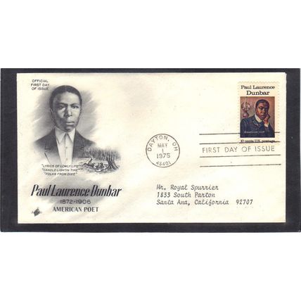 FDC Art Craft 1554 10c Paul Dunbar (Cachet-Typed/A) CV41815