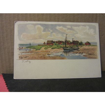 HALLIG, GERMANY unused vintage postcard =