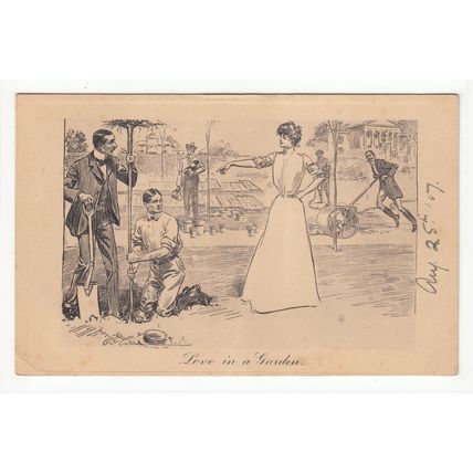 Love in a Garden 1907 Pictorial Comedy Postcard James Henderson & Sons 97