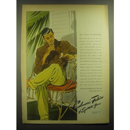 1945 Celanese Fabrics Ad - All year in Panama