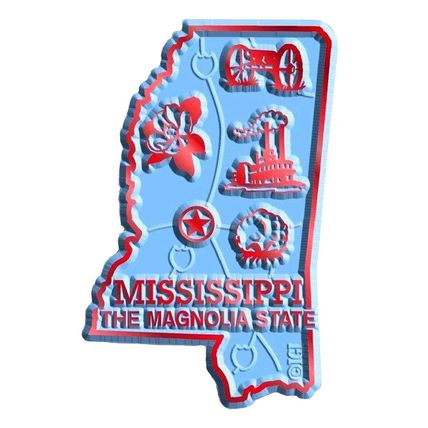 Mississippi the Magnolia State Map Fridge Magnet