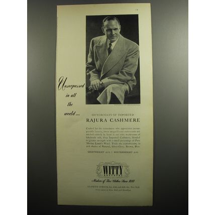 1951 Witty Brothers Suits Ad - photo by Fabian Bachrach - Unsurpassed