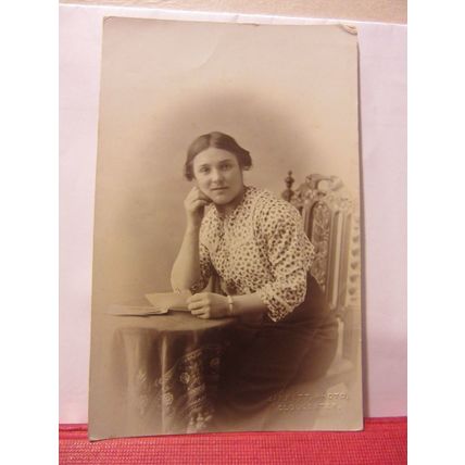 A YOUNG WOMAN Xmas, 1914, antique postcard RP . Barrett Photo of Gloucester =
