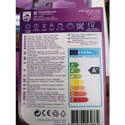 4 Philips 5.5w Led Bulbs Dimmable Warm White