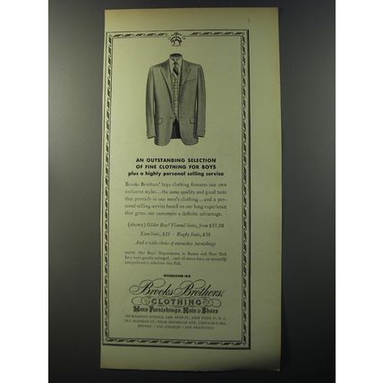 1953 Brooks Brothers Boy Clothing Ad - An outstanding selection
