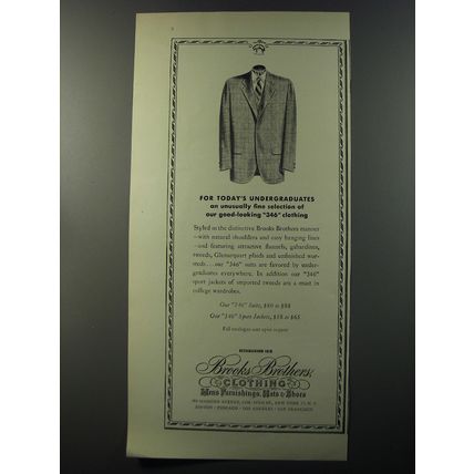 1953 Brooks Brothers 346 Csuits and Jackets Ad - For today's undergraduates