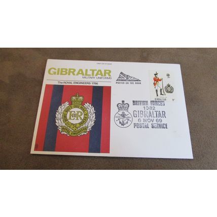1969 Gibraltar British Forces Postal Cover- British Army, Royal Engineers Regt