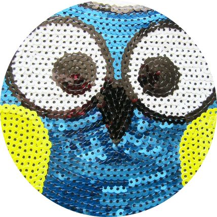 Owl Sew On Patch 20 cm x 16.5 cm Sequins Blue Badge Patch Decoration Bird P166