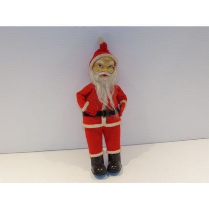 Vintage Santa St Nicholas Figure Hard Plastic & Cloth