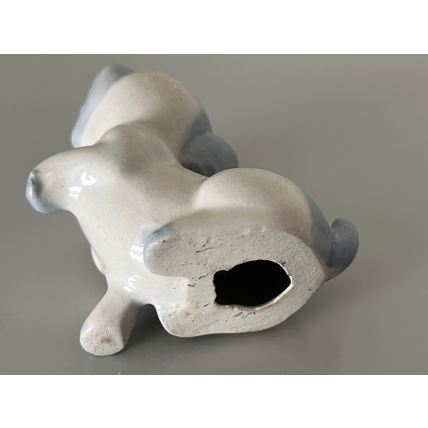 VINTAGE CERAMIC BLUE & WHITE PUPPY DOG