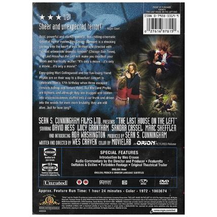 DVD - The Last House On The Left (1972) *Sandra Peabody / Lucy Grantham*