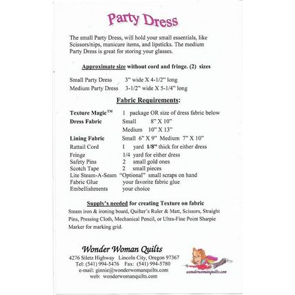 Wonder Women Quilts Pattern #1101 “Party Dress” Bags for Scissors Glasses ©2011