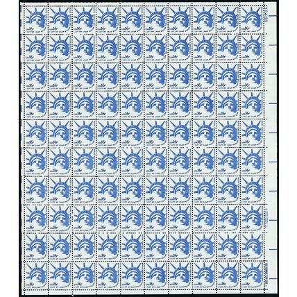 Statue of Liberty Sheet of One Hundred 16 Cent Postage Stamps Scott 1599
