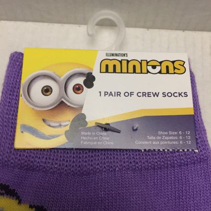 NEW 3 Pairs Minions Crew Socks Shoe Size 6-12