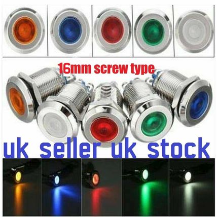 16mm Metal Indicator Dash Light Lamp Terminal Screw Panel Car Boat 12V-24V LED