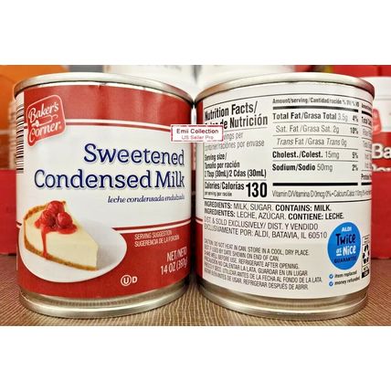 Baker’s Corner Sweetened Condensed Milk 14oz 397g (2 Cans)