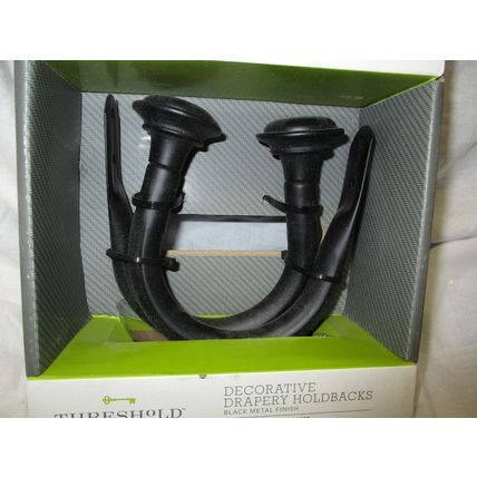 Threshold Decorative Drapery Holdbacks Set of 2 Brushed Nickel Color Black
