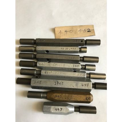 LOT GO NO GO SMOOTH PLUG GAGES,MIXED .442",.447,443,440,452,448,446,.455" ,ES