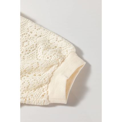 Jet Stream Lace Crochet Short Sleeve Round Neck T Shirt