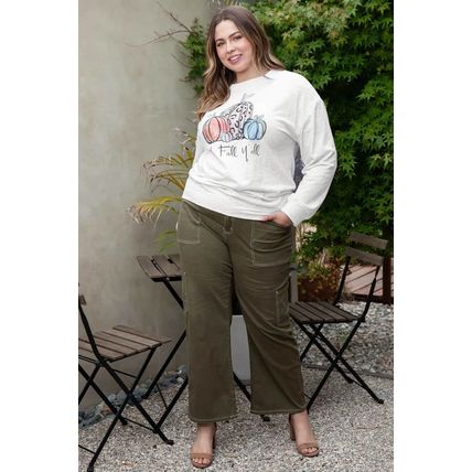 Gray Pumpkin Graphic Plus Size Pullover Sweatshirt