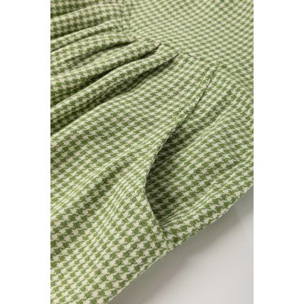 Green Gingham Wide Leg Loose Overall with Pockets