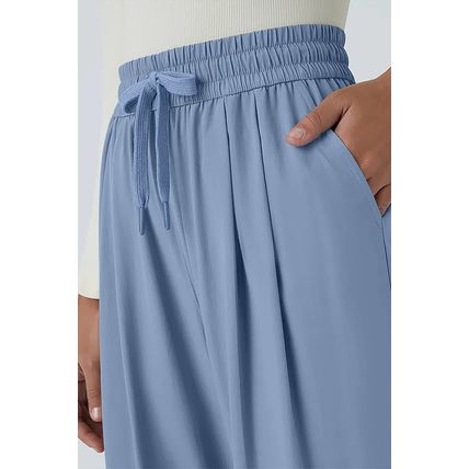 Myosotis Drawstring Elastic Waistband Pleated Loose Pants
