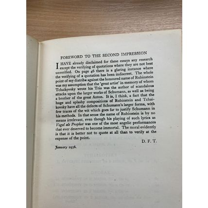 1946 "ESSAYS IN MUSICAL ANALYSIS" DONALD FRANCIS TOVEY MUSIC HARDBACK BOOK (P3)