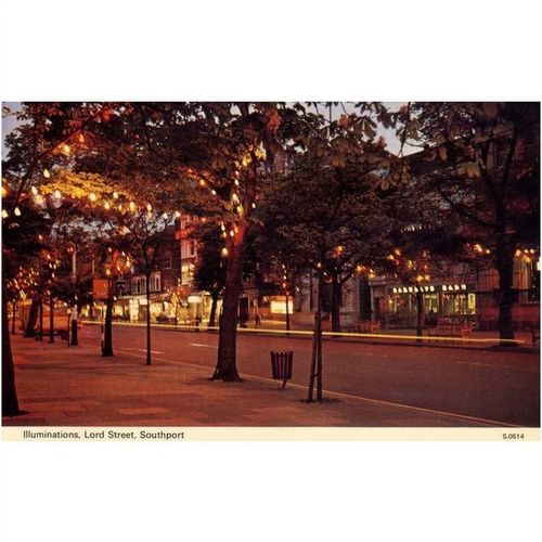 Dennis Vintage Postcard - Illuminations, Lord Street, Southport, Lancashire