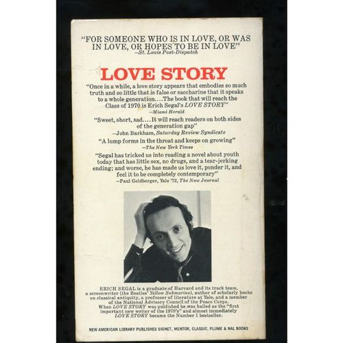 LOVE STORY Eric Segal Vintage PB / 1970 FIRST PRINTING Good MovieTie-In .