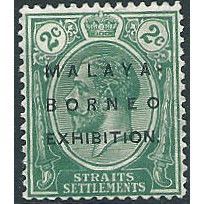 Straits Settlements 1922 SG241 2c Green Malaya Borneo Exhib Mounted Mint ... .