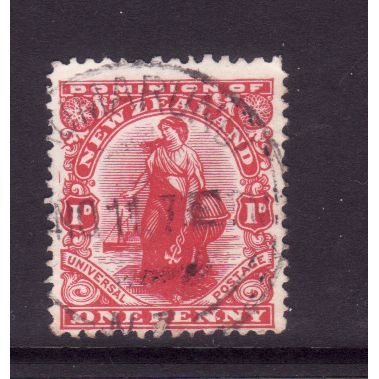 NEW ZEALAND 1908 SG 386 1d CARMINE FINE USED#4