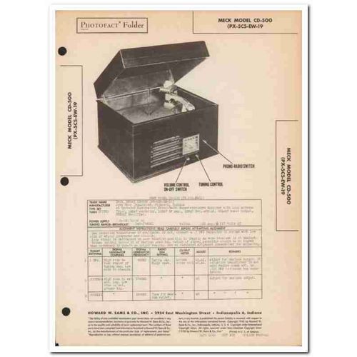 meck model cd-500 5-tube am radio phonograph sams photofact manual