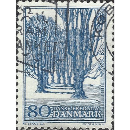 DENMARK, TREES, Nature Conservation, blue 1966, 80ore