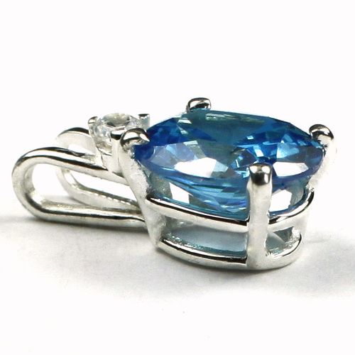 Swiss Blue CZ, 925 Sterling Silver Pendant, SP021