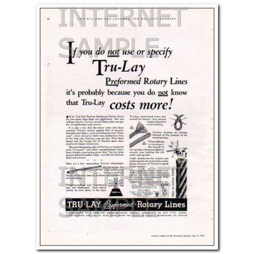 AMERICAN CABLE COMPANY 1934 Tru-Lay Preformed Rotary Line vintage ad