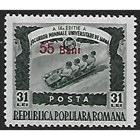 Mi 1341: 55 b. on 31 L. deep green Currency Revaluation: Winter Sports.