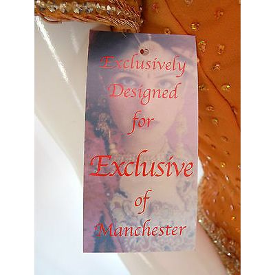 INDIAN WEDDING BRIDAL ORANGE & MUSTARD LEHENGA CHOLI (M) UK 10 £650 BNWT