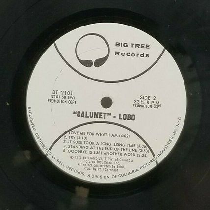 Lobo Calumet PROMO White Label LP 1973 Big Tree Vinyl Record Vintage (P2)