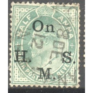 India 1902 - SG O56 - KEV11 ½a green (OHMS) used 2